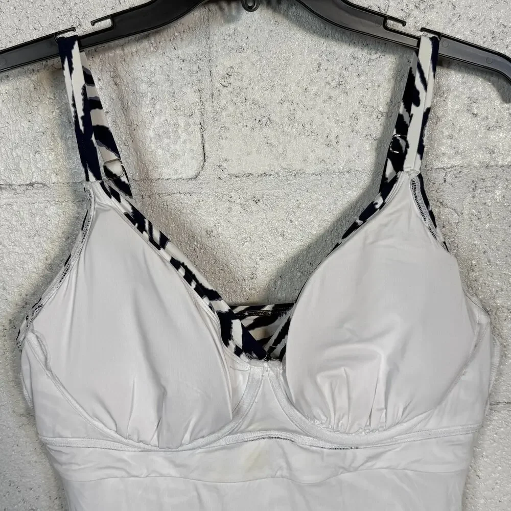 ANNE COLE Animal print Surplus Underwire Tankini Top blue/white 38C/40B $84